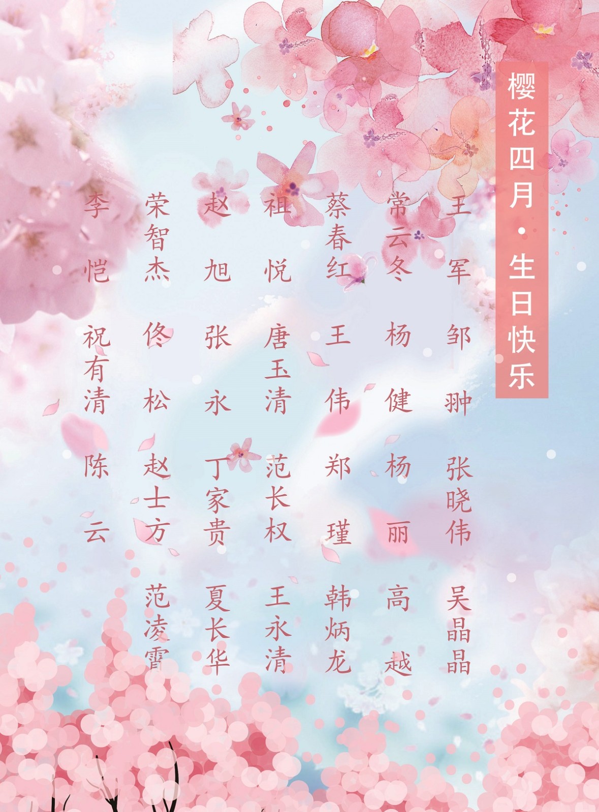 【生日祝福】恭祝04月生日的員工生日快樂!