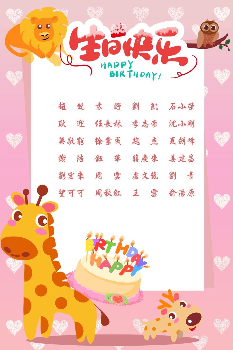 【生日祝福】恭祝08月生日的員工生日快樂!